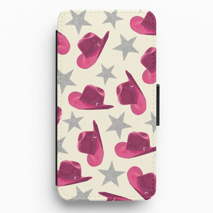 Pink Cowboy Hats And Stars Pattern Flip / Wallet Phone Case