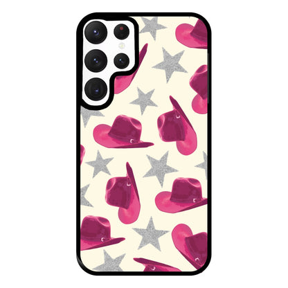 Pink Cowboy Hats And Stars Pattern Phone Case for Galaxy S22 Ultra