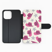 Pink Cowboy Hats And Stars Pattern Flip / Wallet Phone Case 2