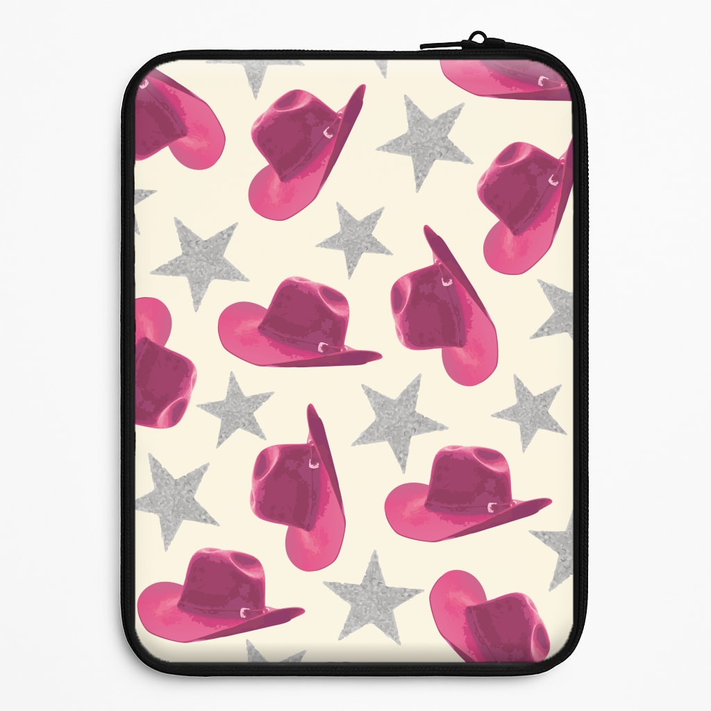 Pink Cowboy Hats And Stars Pattern Laptop Sleeve