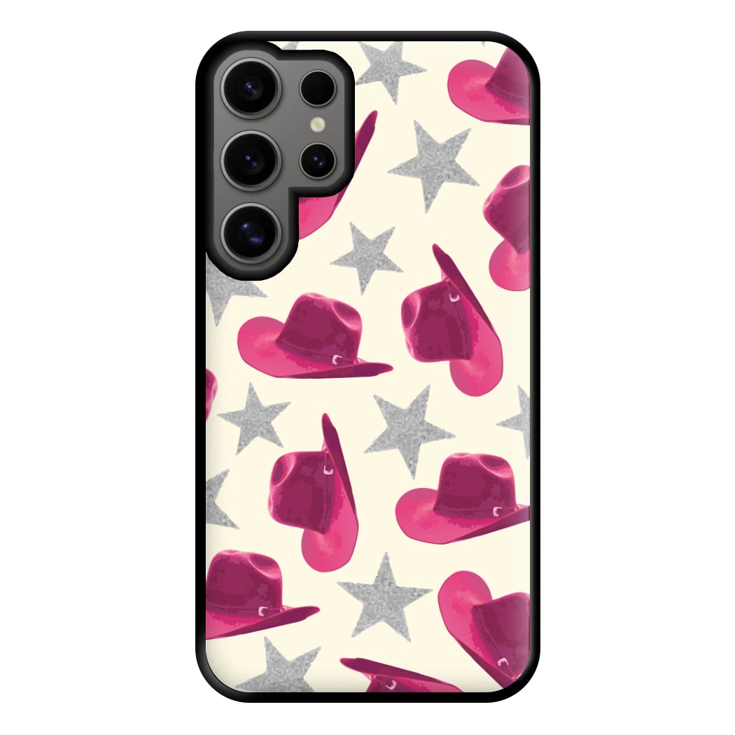 Pink Cowboy Hats And Stars Pattern Phone Case for Galaxy S24 Ultra