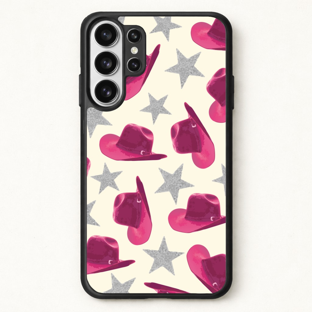 Pink Cowboy Hats And Stars Pattern Phone Case for Galaxy S26 Ultra