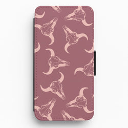 Pastel Skulls Pattern Flip / Wallet Phone Case