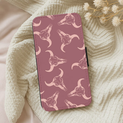 Pastel Skulls Pattern Wallet Phone Case