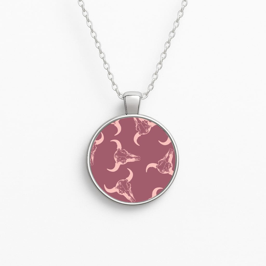 Pastel Skulls Pattern Circle Necklace