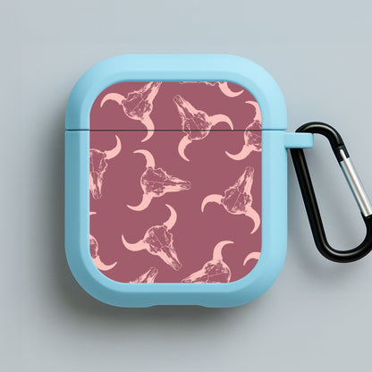 Pastel Skulls Pattern Blue AirPods Case