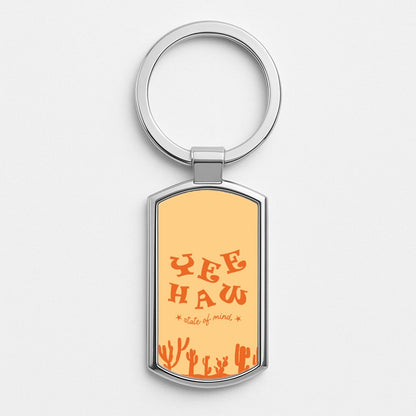 Yee-Haw State Of Mind Silver Keyring