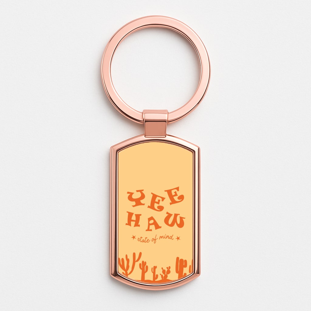 Yee-Haw State Of Mind Rose Gold Keyring