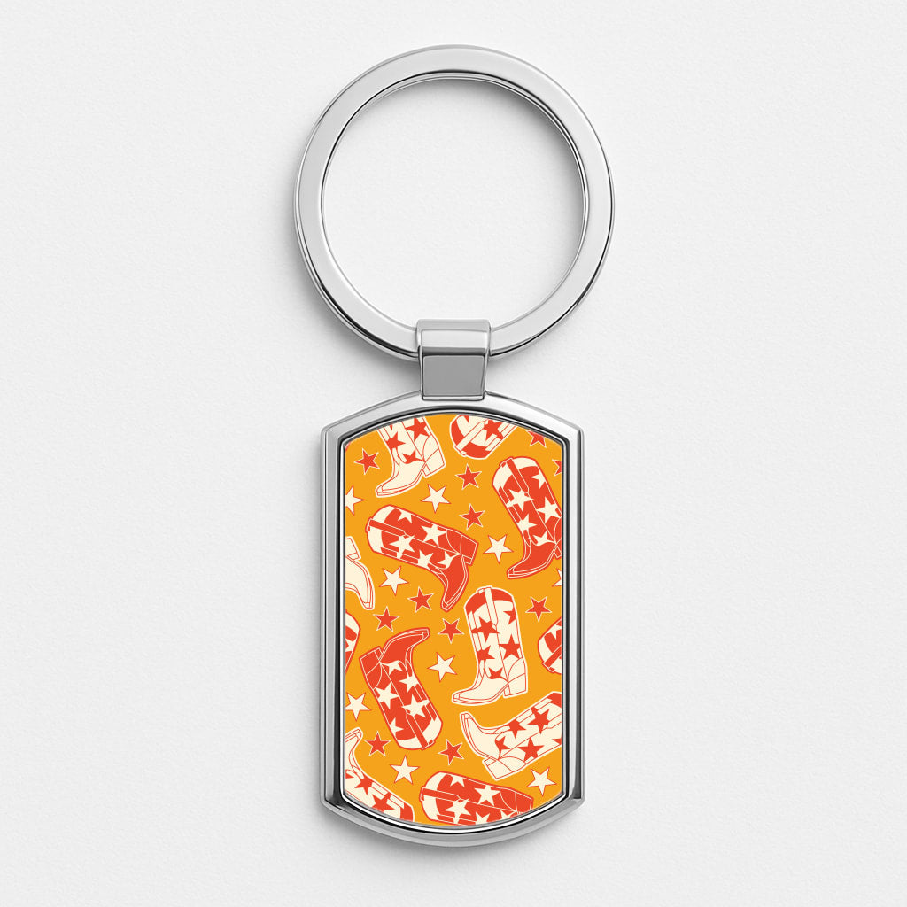Cartoon Cowboy Boots And Stars Pattern Luxury Keyring