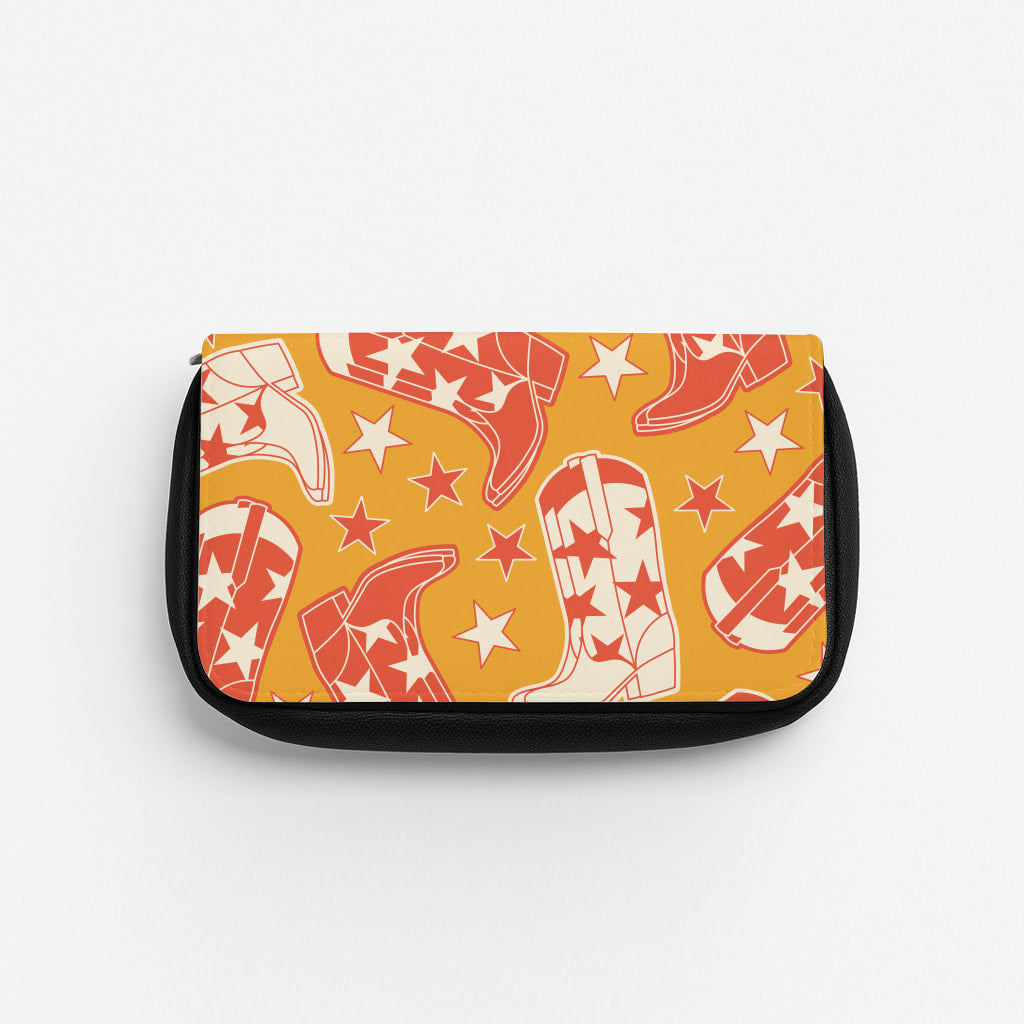 Cartoon Cowboy Boots And Stars Pattern Pencil Case