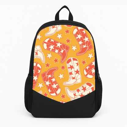 Cartoon Cowboy Boots And Stars Pattern Large Backpack
