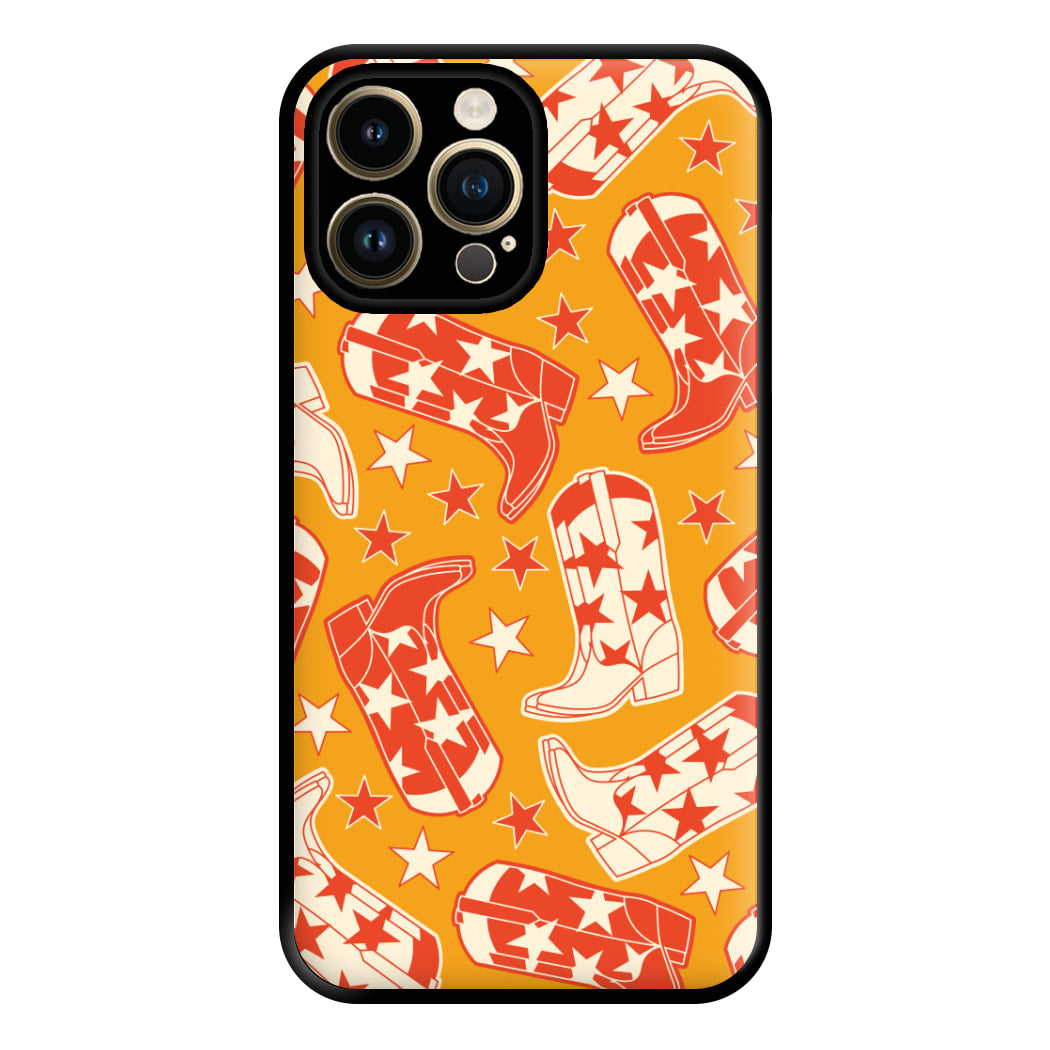 Cartoon Cowboy Boots And Stars Pattern Phone Case for iPhone 14 Pro Max