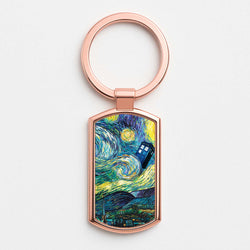 Starry Night Tardis Rose Gold Keyring