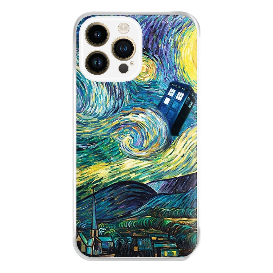 Starry Night Tardis Phone Case for iPhone 14 Pro Max