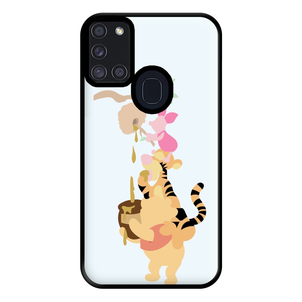 Bouncing Tiger , Piglet , Yellow Bear Phone Case for Galaxy A21s