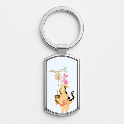 Bouncing Tiger , Piglet , Yellow Bear Silver Keyring