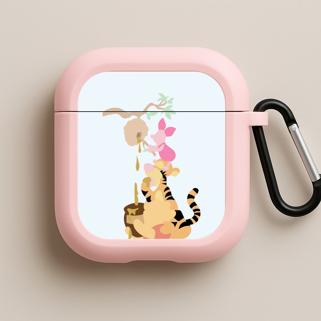 Bouncing Tiger , Piglet , Yellow Bear Pink AirPods Case