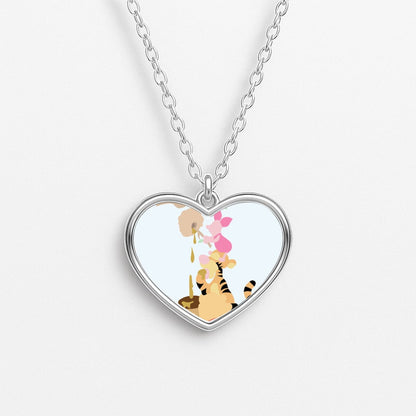 Bouncing Tiger , Piglet , Yellow Bear Heart Necklace