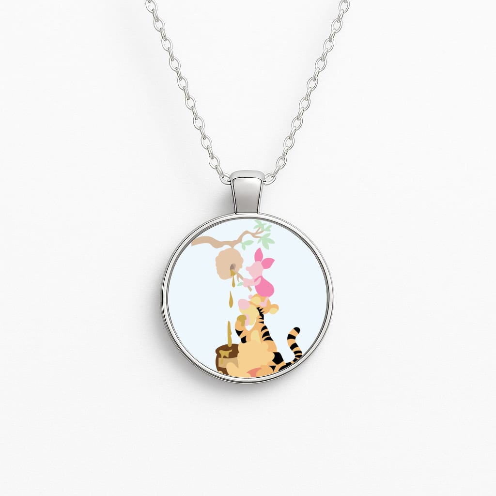 Bouncing Tiger , Piglet , Yellow Bear Circle Necklace
