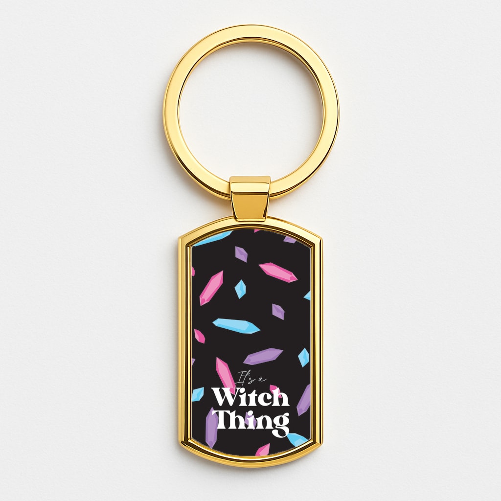It's A Witch Thing Pattern Gold Keyring