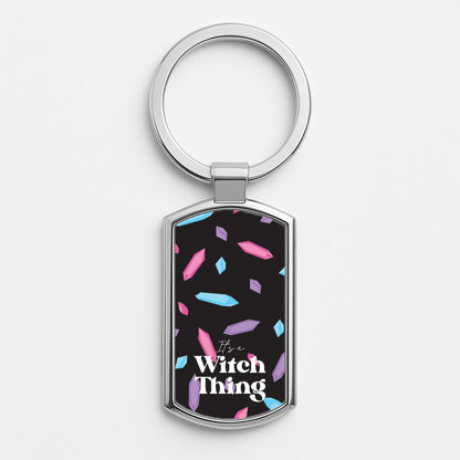 It's A Witch Thing Pattern Silver Keyring