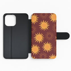 Vintage Sun Pattern Flip Phone Case