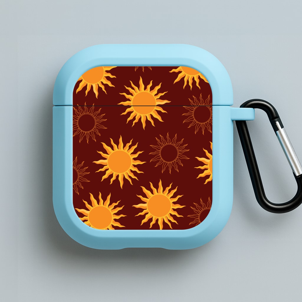 Vintage Sun Pattern Blue AirPods Case