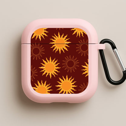 Vintage Sun Pattern Pink AirPods Case