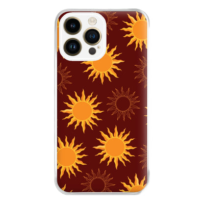 Vintage Sun Pattern Phone Case for iPhone 14 Pro Max