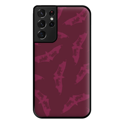Dark Pink Bats Pattern Phone Case for Galaxy S21 Ultra