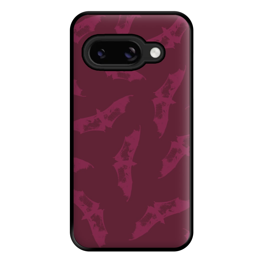 Dark Pink Bats Pattern Phone Case for Google Pixel 8a