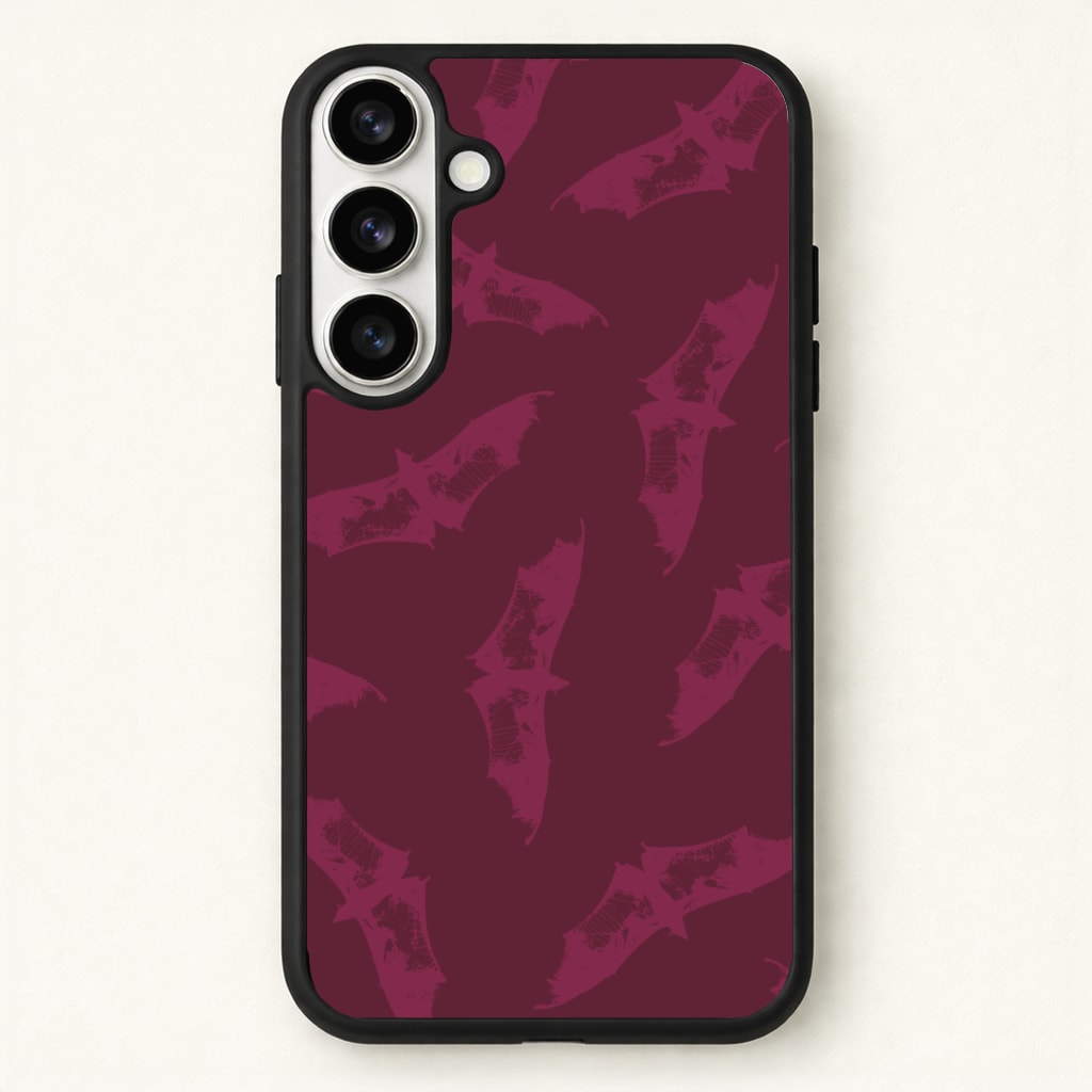 Dark Pink Bats Pattern Phone Case for Galaxy S26 Plus