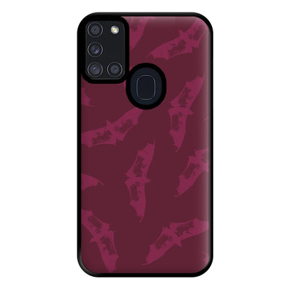 Dark Pink Bats Pattern Phone Case for Galaxy A21s