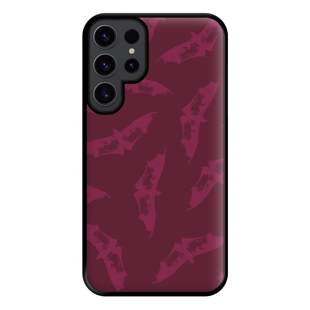 Dark Pink Bats Pattern Phone Case for Galaxy S23 Ultra