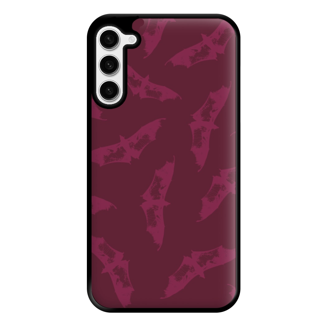 Dark Pink Bats Pattern Phone Case for Galaxy S23 Plus