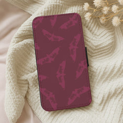 Dark Pink Bats Pattern Wallet Phone Case