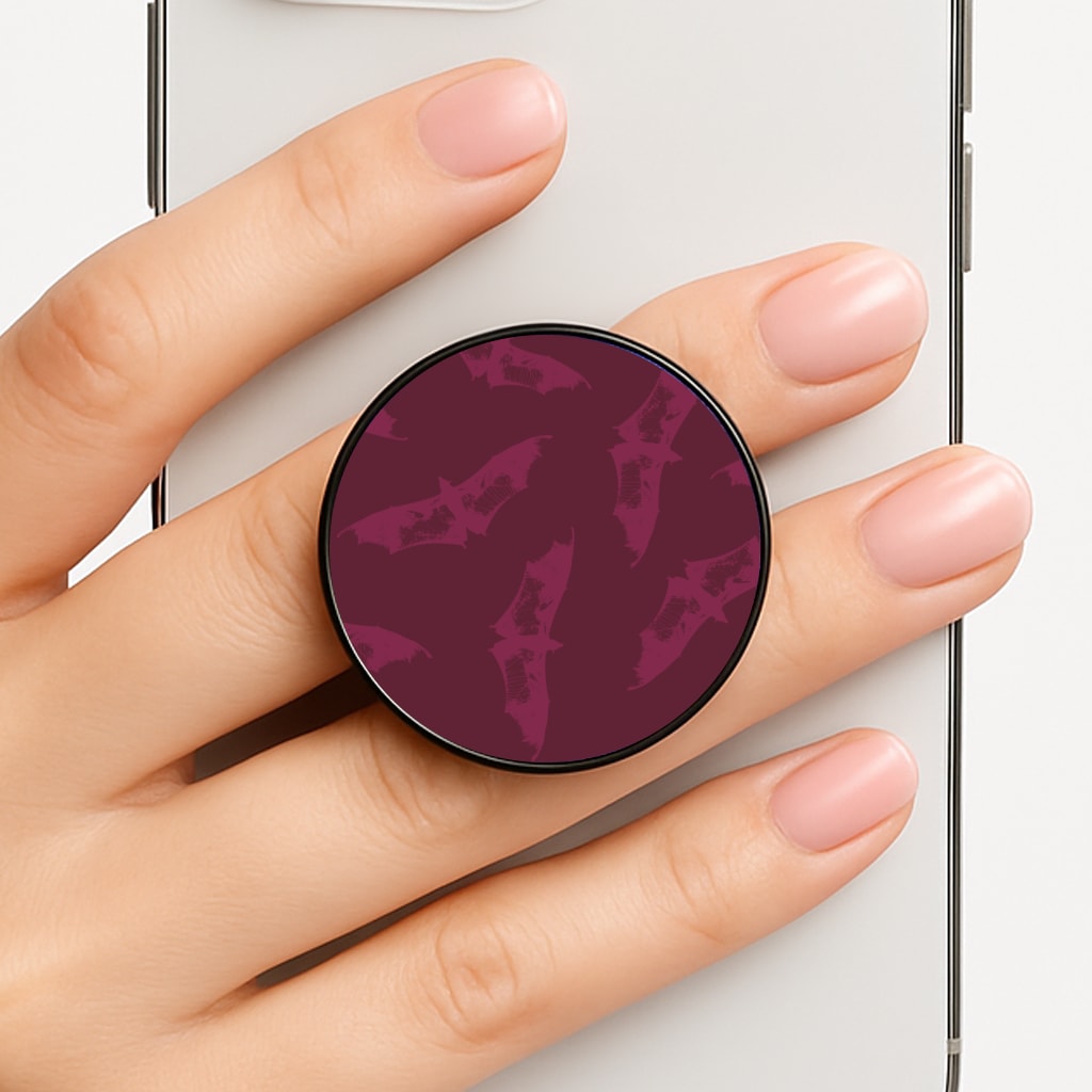 Dark Pink Bats Pattern Phone Grip