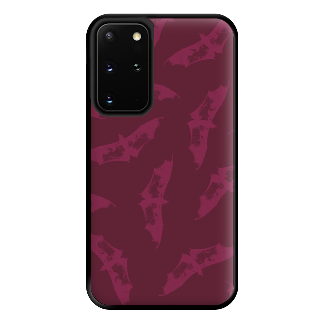 Dark Pink Bats Pattern Phone Case for Galaxy S20 Plus