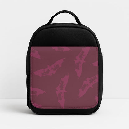 Dark Pink Bats Pattern Insulated Lunchbox