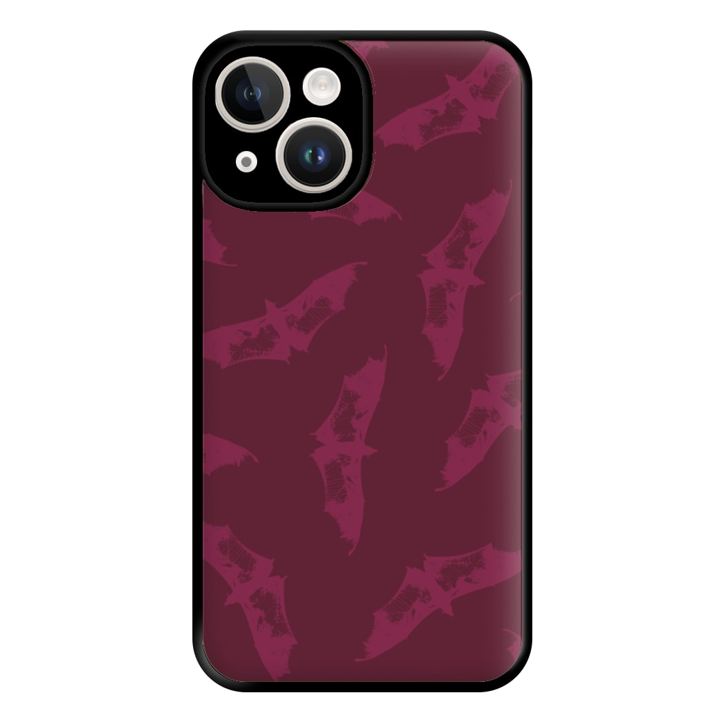Dark Pink Bats Pattern Phone Case for iPhone 14