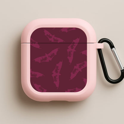 Dark Pink Bats Pattern Pink AirPods Case