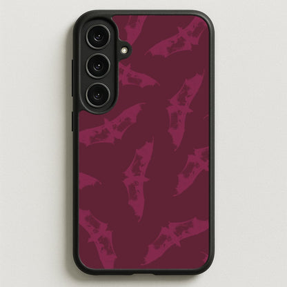 Dark Pink Bats Pattern Phone Case for Galaxy S25FE