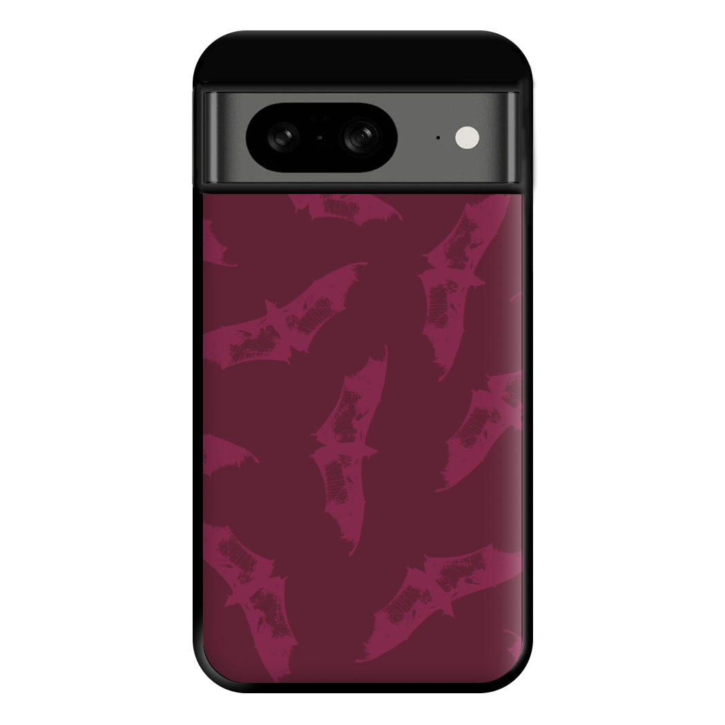 Dark Pink Bats Pattern Phone Case for Google Pixel 8