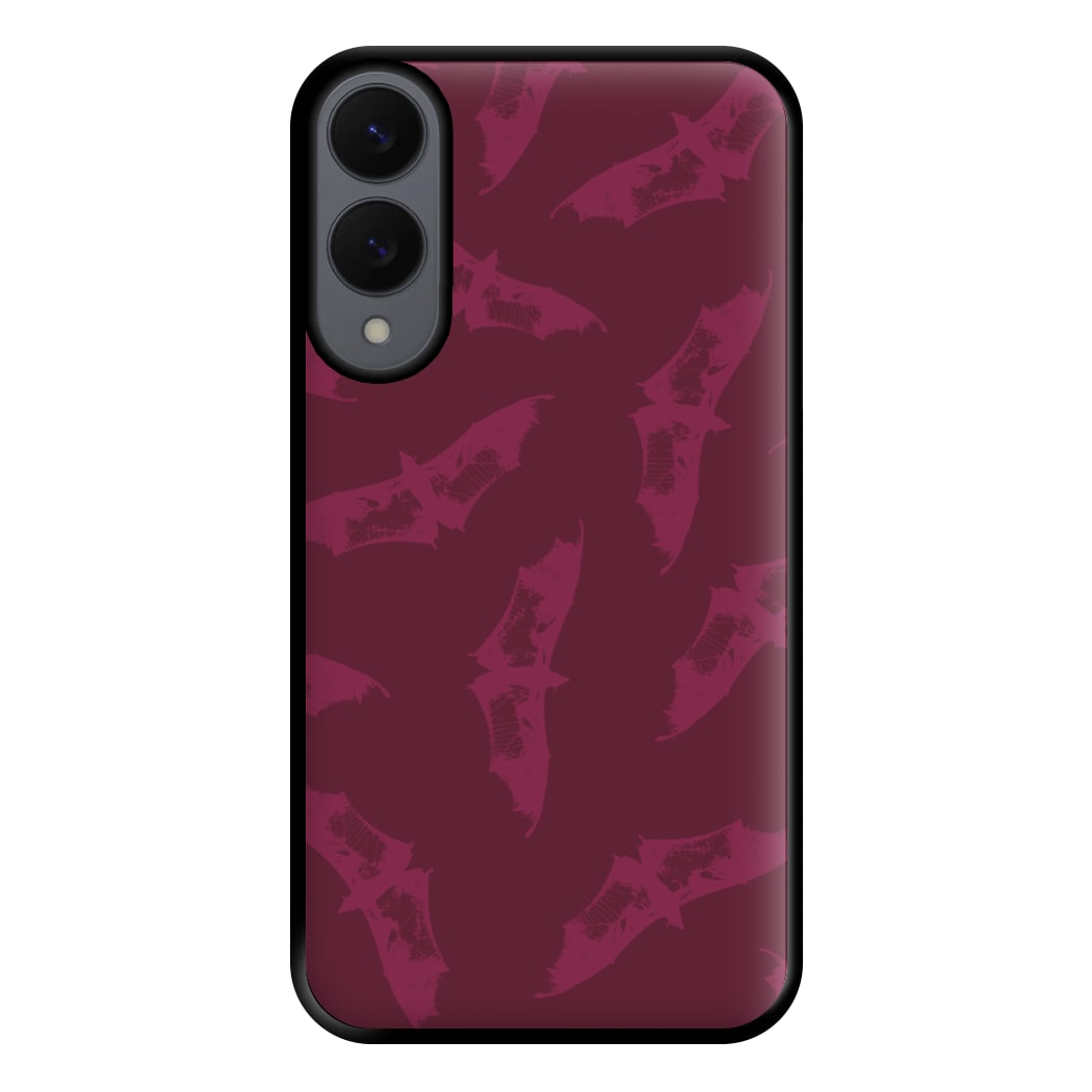 Dark Pink Bats Pattern Phone Case for Galaxy S25 Edge