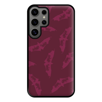 Dark Pink Bats Pattern Phone Case for Galaxy S24 Ultra