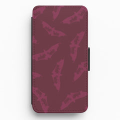 Dark Pink Bats Pattern Flip / Wallet Phone Case