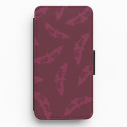 Dark Pink Bats Pattern Flip / Wallet Phone Case