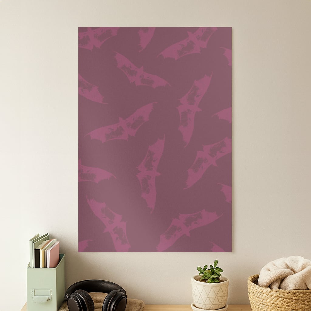 Dark Pink Bats Pattern Poster