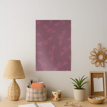 Dark Pink Bats Pattern Art Print