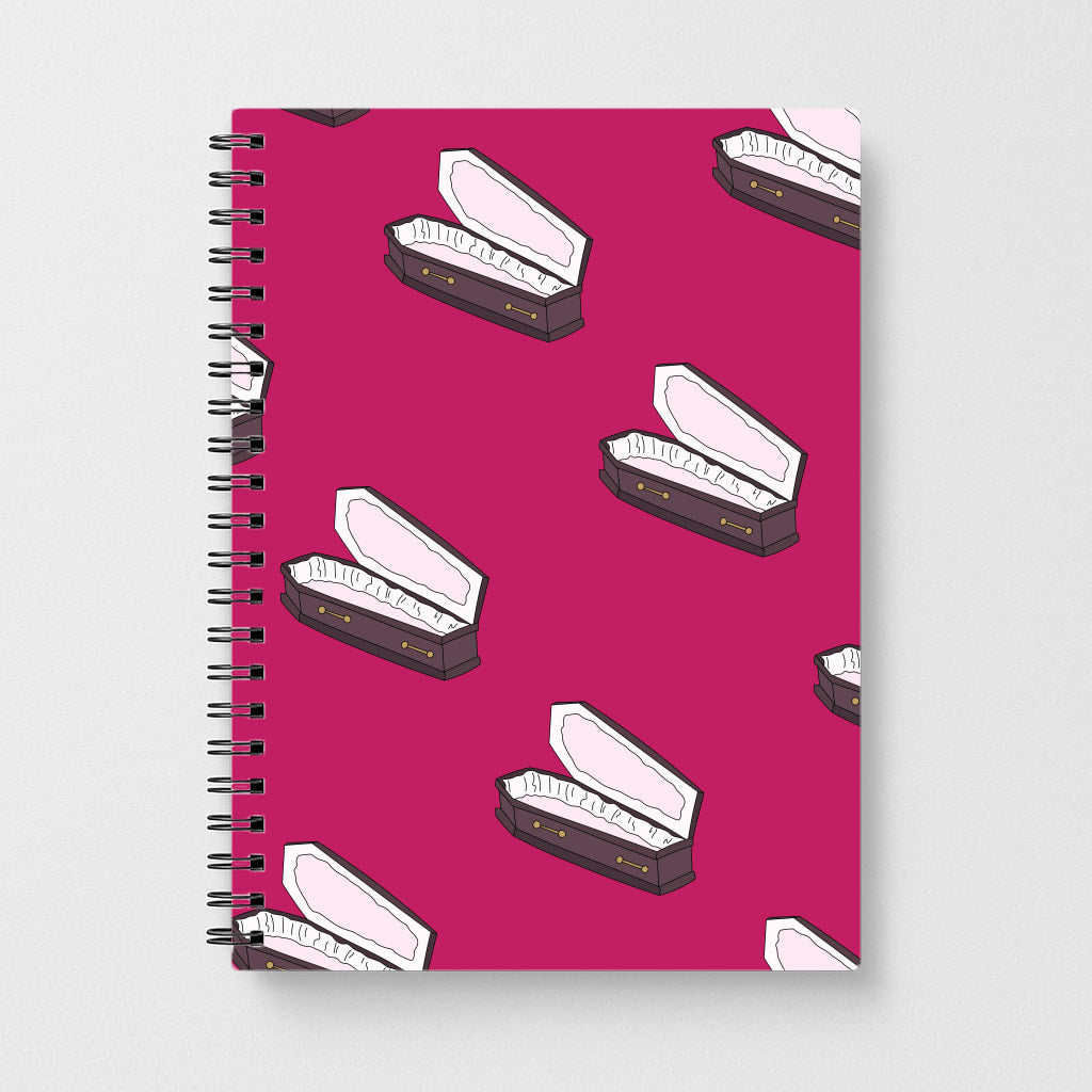 Bright Pink Coffin Pattern Notebook